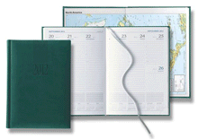 green faux leather desk planner