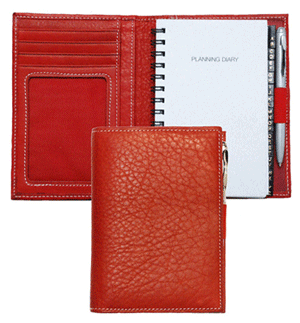 red leather small pocket organizer planner